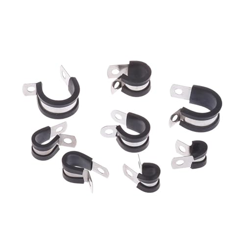 5 Stück Edelstahl Gummi Ausgekleidet P-Clips R-Typ Rohrschelle Kabelmontage Schlauch Schlauchschelle Feste Klemme(M6) von BUUV