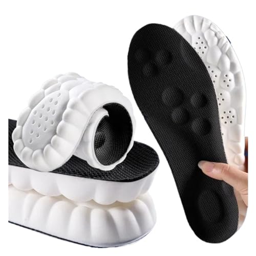 BUUV 4D Massage Schuhe Einlegesohlen Super Weiche Latex Sport Einlegesohle for Füße Laufen Korb Schuhsohle Arch Support Orthopädische Einsätze Unisex(Black Upgrade,47-48(290mm)) von BUUV