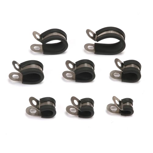Edelstahl Schwarz Gummi Ausgekleidet Halteschlauch P Clips Clamp Schlauch Und Kabel Klemme(14mm) von BUUV
