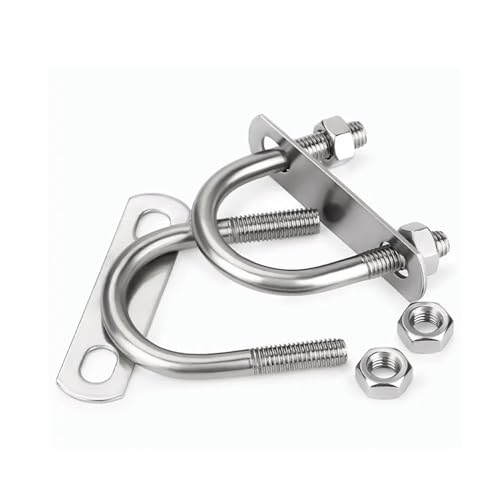 M6/M8 304 Edelstahl U-Typ Schrauben mit Plattenmuttern Runde U-förmige Rohrschelle Clip U-Typ Rohrhalter Feste Schnalle 2mm Platte für Rohrbefestigung(M8x114x197-2Sets) von BUUV
