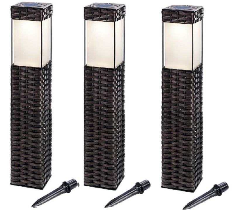 BUVTEC LED Gartenleuchte BUVTEC '3er Set' LED Solar Standleuchtenset Rattan 3500 K von BUVTEC
