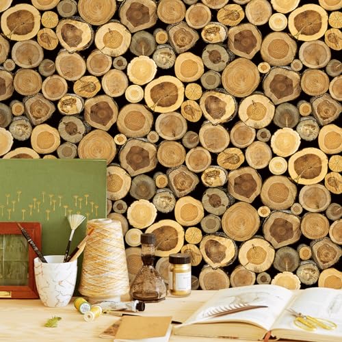 BUVU Vinyltapete 0.53x10m Abwaschbare Tapete mit Holzvertäfelung von BUVU