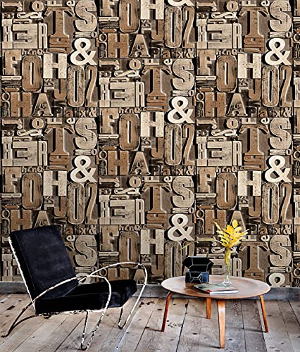 BUVU Vinyltapete 0.53x10m moderne Design, Industrial Loft Style, Abwaschbare, beige, Braun von BUVU