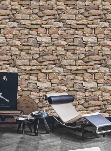 BUVU Vinyltapete 0.53x10m waschbare Tapete mit Steinmauermotiv BUVU Vinyltapete 0.53x10m waschbare Tapete mit Steinmauermotiv von BUVU