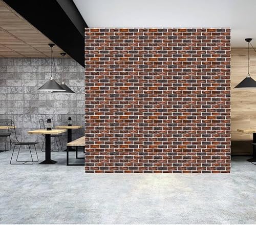 BUVU Vinyltapete 0.53x10m waschbare Tapete rotes Backsteinmauermotiv von BUVU