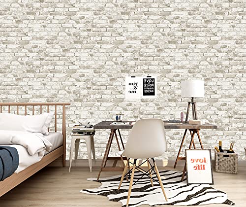 BUVU tapete 53x1000cm Steintapete Weiß Natur Stein, schöne edle Tapete im Steinmauer Loft Design, moderne 3D Optik für Wohnzimmer, Schlafzimmer oder Küche von BUVU