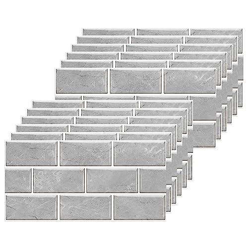 BUYBLIFE Grau Küchen Fliesenaufkleber, 24 Stück Vintage Sticker Selbstklebende Fliesendekor 15x30cm PVC Fliesensticker Fliesen Badezimmer Aufkleber Backstein zum Esszimmer Bad Fliesenfolie Deko BUYBLIFE Grau Küchen Fliesenaufkleber, 24 Stück Vintage Sticker Selbstklebende Fliesendekor 15x30cm PVC Fliesensticker Fliesen Badezimmer Aufkleber Backstein zum Esszimmer Bad Fliesenfolie Deko von BUYBLIFE