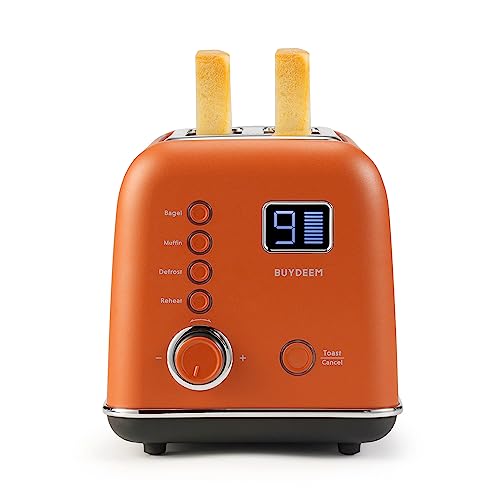 BUYDEEM 2-Slice Motorized Toaster, Retro Style Toaster with LCD Countdown Timer Removal Crumb Tray and 9 Toast Shade Settings, for Bagels, Waffles, Muffins - Koi Red BUYDEEM 2-Slice Motorized Toaster, Retro Style Toaster with LCD Countdown Timer Removal Crumb Tray and 9 Toast Shade Settings, for Bagels, Waffles, Muffins - Koi Red von BUYDEEM
