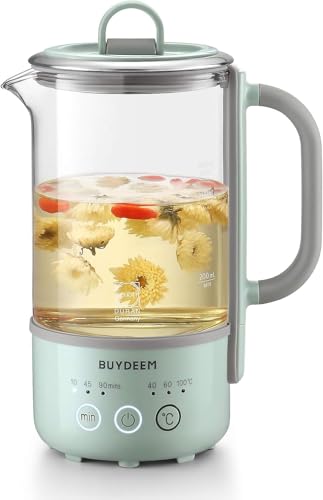 BUYDEEM K314 Travel Electric Kettle, Mini Healthy-Care Beverage Kettle, Tea Maker with DURAN® Glass & Durable Pro 18/10 Pro Stainless Steel, 0.6L, Cozy Greenish von BUYDEEM