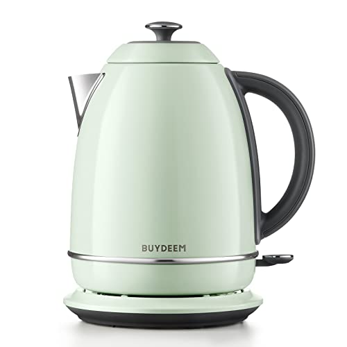 BUYDEEM K640E Electric Kettle Retro, Stainless Steel, 1.7L, 2000W, Lime water filter, BPA-Free, Auto Shut-Off, Dry Protection,Cozy Greenish von BUYDEEM