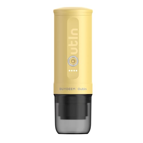 BUYDEEM Nano Tragbare elektrische Espressomaschine, Reisekaffeemaschine mit gemahlenem Kaffee, Autokaffeemaschine selbsterhitzend mit USB-C, Mellow Yellow von BUYDEEM