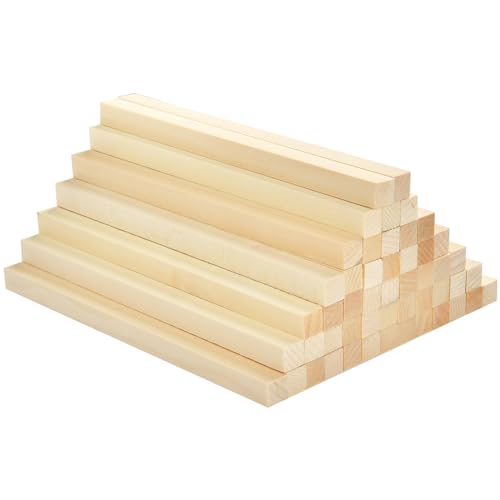 BUYGOO 50Pcs Holzstäbe Quadratisch Holzstäbchen zum Basteln,25x1x1cm Holzblock aus Lindenholz,Holzleisten zum Basteln,Holzleisten Quadratisch,Holzstäbchen für Heimwerker Schnitzen Basteln DIY Handwerk von BUYGOO