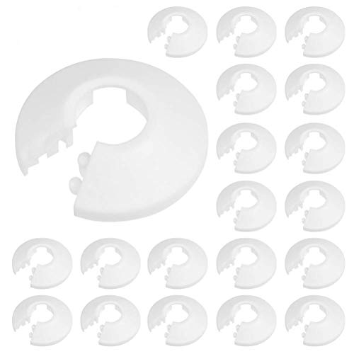 BUYGOO Rohrabdeckungen Heizungsrohr Rohr Abdeckung Rohrkragen Rohrmanschetten 20PCS Kunststoff Heizkörper Rohrabdeckungen Rohrschellen für Heizkörper Heizkörper 16mm Durchmesser Rohr (Weiß) von BUYGOO