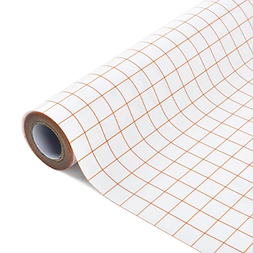 BUYGOO Transferfolie Plotter für Vinyl, 30.5 x 457cm Orange Gitter Übertragungsfolie Plotter, Plotter Transferfolie, für Cricut, Transferfolie für Partydekoration, Becher, Fenster und Aufkleber von BUYGOO