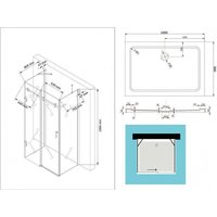 Buylando.shop - u Form Duschkabine Schiebetür Dusche Ida 100 x 90 x 195cm / 8mm / mit Duschtasse von BUYLANDO.SHOP