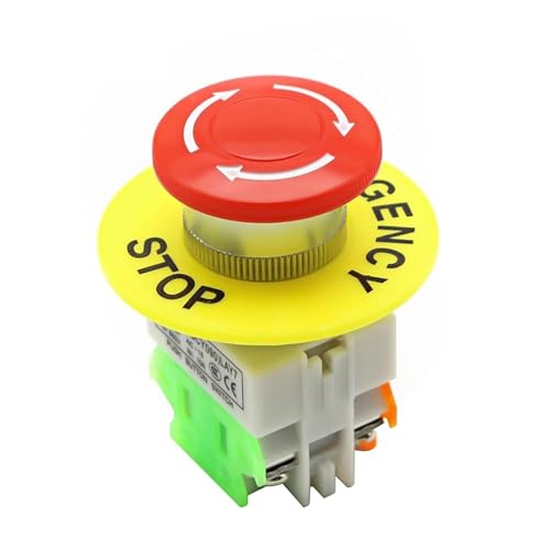 2/PCS Rot Pilz Kappe 1NO 1NC DPST Notfall Stop Push Button Schalter AC 660V 10A Schalter Ausrüstung Aufzug aufzug Rast Selbst Lock(10pcs) von BUYND