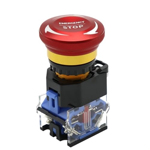 22mm 10A Metall Not-Aus-Drucktastenschalter Pilzkopfknopf Selbsthemmend Aufzug Power Start Not-Aus LA38(1NO 1NC) von BUYND