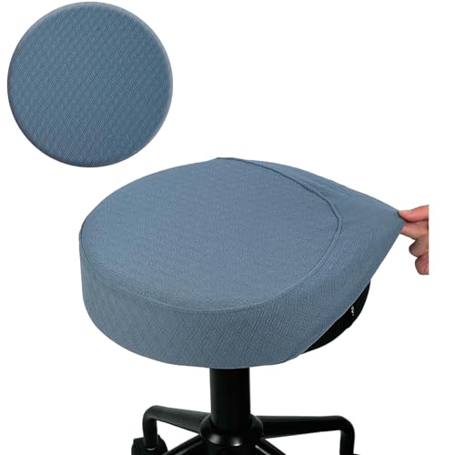 BUYUE Barhocker Hussen, Luxus Stoff Durchmesser 35-40cmRunde Knitter-resistente Dehnbare waschbar staubdicht Hocker Sitzbezug, M-himmelblau-1 Stück von BUYUE