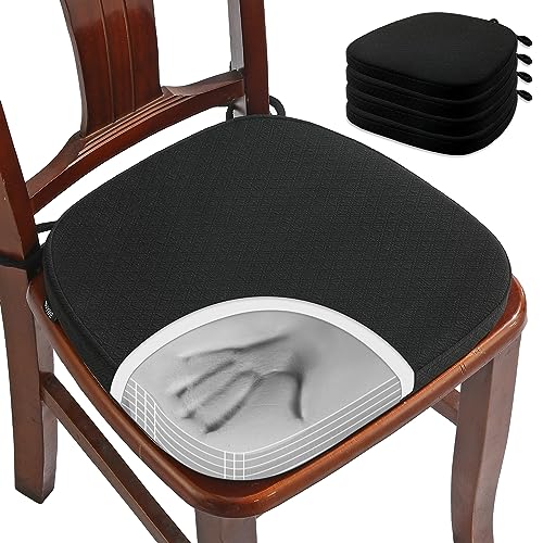BUYUE Luxus Memory Foam Stuhl Kissen 4 Pack, Jacquard 40cm U-Form komfortable Esszimmerstuhl Pad, abnehmbare rutschfeste Küche Stuhl Sitzkissen, (4 Stück, schwarz) von BUYUE