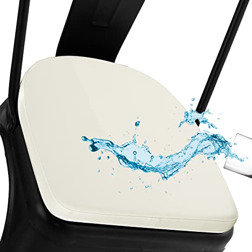 BUYUE Metall Stuhlkissen mit Magnet 1 Stück, Luxus PU-Leder wasserdicht Anti-Rutsch-Sitzkissen für Küche Cafe Essen Bistro stapelbar Stühle (U-Form, Off-White, 1) von BUYUE