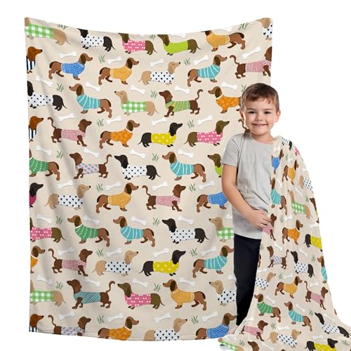 BUYYET Süße Dackel Fleece Flanell Geschenk Decke Leichte Weiche Überwurfdecke Niedliche Gemütliche Decke für Bett Couch Reisen Outdoor 101,6 x 127,7 cm für Kinder/Kind von BUYYET