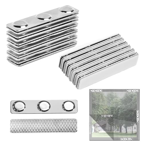 BUZIFU Fliegengitter Clips 12 Stück Magnete für Fliegengitter Fenster Selbstklebende Clips aus Metall Fensterclip mit Magnet Magnetische Fensterklammern für Fensterscheiben-kein Bohren oder Schrauben von BUZIFU