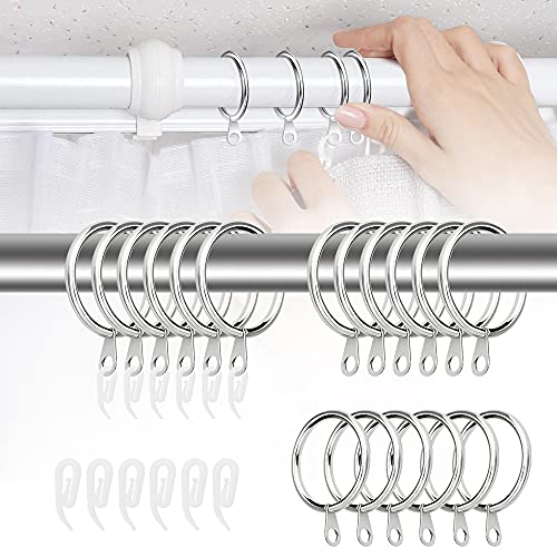 BUZIFU Gardinenringe und Haken 40 Stücke Metall Vorhangringe Silber 30 mm Innendurchmesser Gardinenhaken Gardine Ringe Vorhang Hängend Ringe Gardine Stift Haken für Fenster Tür Duschvorhänge von BUZIFU