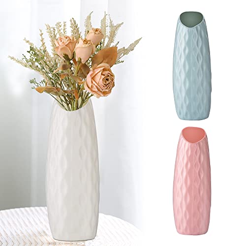 BUZIFU Kunststoff Vasen, 3 Stück Deko Vasen Blumenvase Set geometrische dekorative Vase Blumenvase Tischvase mit Nordischem Stil für Küche Wohnzimmer Schlafzimmer Office, Dekoration und Geschenk von BUZIFU