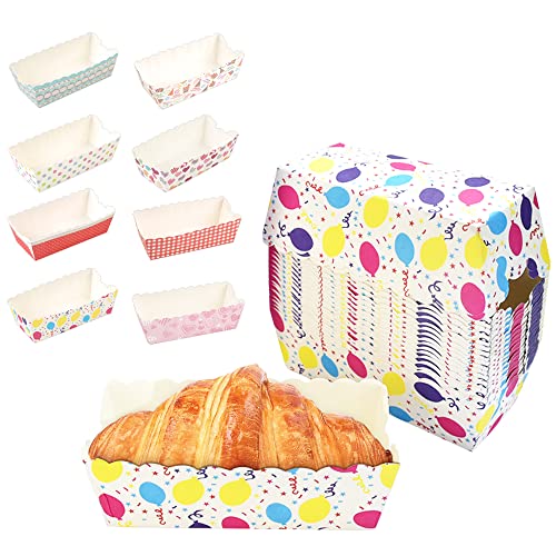 BUZIFU 100 Stück Einweg mini kuchenformen Muffinförmchen-Set Einwegbackformen Rechteck papierbackform Kuchen Papier-kastenform mit schönem aussehen für Kuchen, Brot und Muffins, 11x4.7x3.5cm von BUZIFU