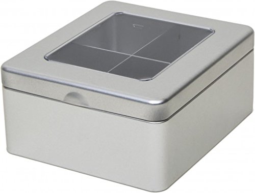 Teedose / Aufbewahrungsdose, mit 4 Trennfächern, silberfarben Teedose / Aufbewahrungsdose, mit 4 Trennfächern, silberfarben von Buzz