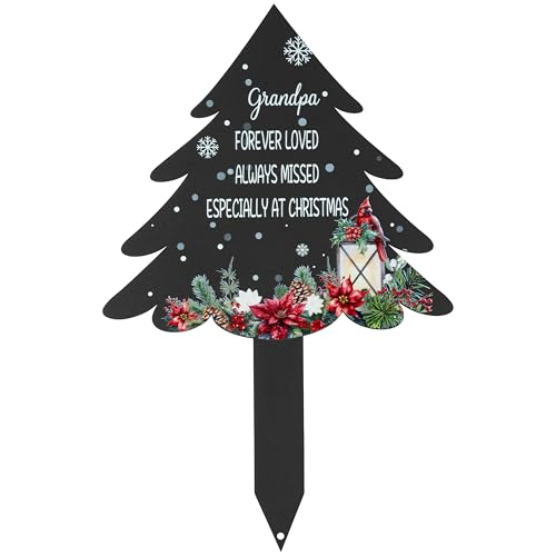 BUoonyer Weihnachtsstecker Gräber Friedhofsdekorationen – Opa Metall Gedenkmarker, Großvater, Friedhof, Trauerschild, Weihnachtsbaum, Kardinäle, Gedenktafel für den Außenbereich von BUoonyer