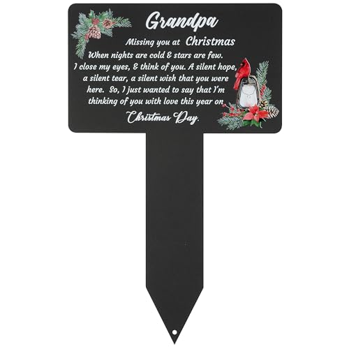 BUoonyer Weihnachtsstecker Gräber Friedhofsdekorationen – Opa Metall Gedenkmarkierungen Großvater Friedhof Gedenktafel Gedenktafel Kardinäle Trauer Grabdekor Schild für den Außenbereich Hof von BUoonyer