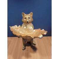 Goldener Bär Mit Schale Höhe 28 cm - Tischdeko Figur Tablett, Tierfigur, Schlüsselhalter, Dekoration, Wohnkultur, Geschenkidee von BV2020