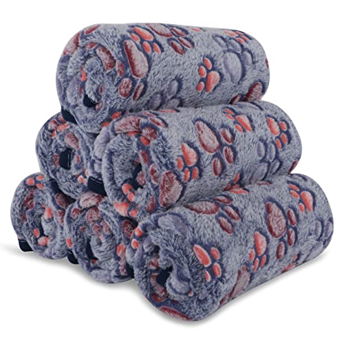 BVAGSS 6 Stück Kleine Flauschige Hundedecke, Weich mit Fleece Flanell Haustier Decken für Kleine Mittlere Hunde Katzen Warmer und bequemer Schlaf XH075 (60 x 40 cm, Blau) von BVAGSS