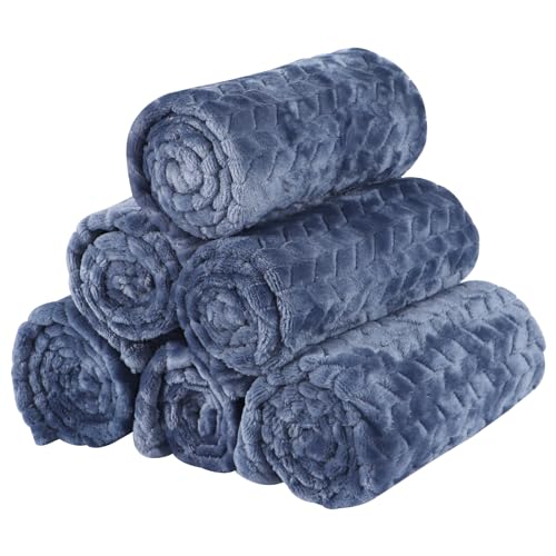 BVAGSS 6 Stück Kleine Flauschige Hundedecke, Weich mit Fleece Flanell Haustier Decken für Kleine Mittlere Hunde Katzen Warmer und bequemer Schlaf XH075 (76 x 52 cm, Blue Wheat Ears) von BVAGSS