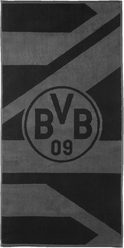BVB MERCHANDISING Handtuch BVB Handtuch grau/schwarz, Stoff von BVB MERCHANDISING