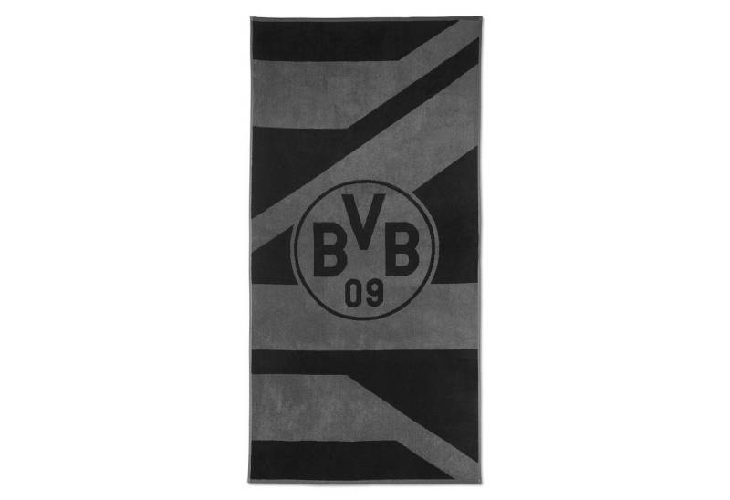 BVB Handtuch BVB Duschtuch grau/schwarz 70x140 cm, Baumwolle (Packung, 1-St) von BVB