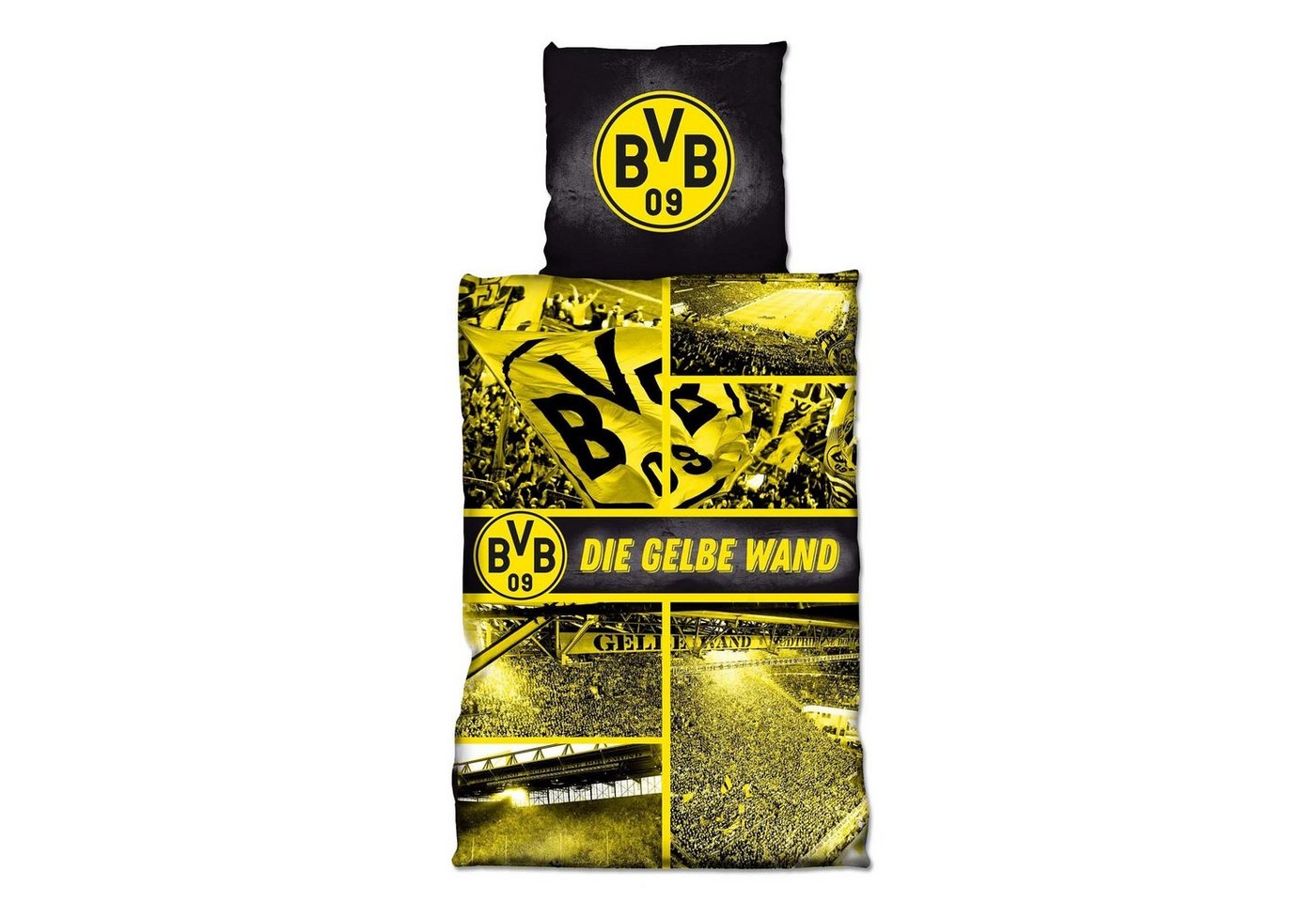 Bettwäsche BVB-Biber-Bettwäsche Gelbe Wand (135x200cm), BVB, Baumwolle, 2 teilig von BVB