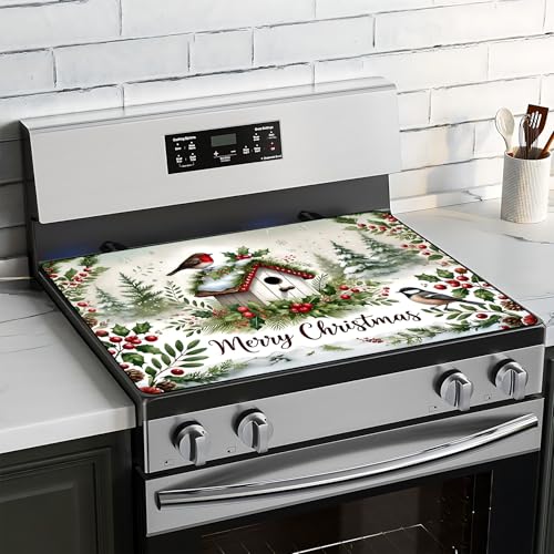 BVBOX Herdabdeckplatte für Elektroherd, 71,1 x 50,8 cm, Glas-Herdabdeckplatten für Gas, waschbar, dekorative Herdschutzmatte für Zuhause, Küche (grüner Wald, 71,1 x 50,8 cm) von BVBOX