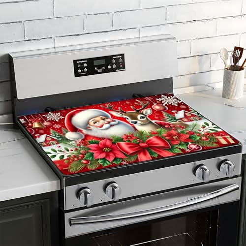 BVBOX Weihnachtliche Herdplattenabdeckung für Elektroherd, 71,1 x 50,8 cm, Glasherdabdeckplatten für Gas, waschbare dekorative Herdschutzmatte für Zuhause, Küche (Weihnachtsmann Elch, 71,1 x 50,8 cm) BVBOX Weihnachtliche Herdplattenabdeckung für Elektroherd, 71,1 x 50,8 cm, Glasherdabdeckplatten für Gas, waschbare dekorative Herdschutzmatte für Zuhause, Küche (Weihnachtsmann Elch, 71,1 x 50,8 cm) von BVBOX