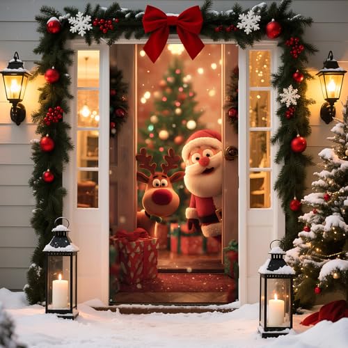 BVBOX Weihnachtstürabdeckung, 89,9 x 179,8 cm, Weihnachtsmann-Elch, Willkommens-Weihnachten, Haustürdekoration, dekoratives Weihnachtsbanner für Zuhause, Klassenzimmer, Weihnachtsdekoration BVBOX Weihnachtstürabdeckung, 89,9 x 179,8 cm, Weihnachtsmann-Elch, Willkommens-Weihnachten, Haustürdekoration, dekoratives Weihnachtsbanner für Zuhause, Klassenzimmer, Weihnachtsdekoration von BVBOX