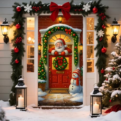 BVBOX Weihnachtstürabdeckung, 89,9 x 179,8 cm, Weihnachtsmann Schneemann, Willkommens-Weihnachten, Haustürdekoration, dekoratives Weihnachtsbanner für Zuhause, Klassenzimmer, Weihnachtsdekoration BVBOX Weihnachtstürabdeckung, 89,9 x 179,8 cm, Weihnachtsmann Schneemann, Willkommens-Weihnachten, Haustürdekoration, dekoratives Weihnachtsbanner für Zuhause, Klassenzimmer, Weihnachtsdekoration von BVBOX