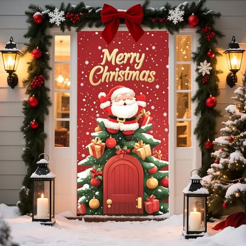 BVBOX Weihnachtstürabdeckung, 89,9 x 179,8 cm, Weihnachtsmann-Weihnachtsbaum, Willkommens-Weihnachten, Haustürdekoration, dekoratives Weihnachtsbanner für Zuhause, Klassenzimmer, Weihnachtsdekoration BVBOX Weihnachtstürabdeckung, 89,9 x 179,8 cm, Weihnachtsmann-Weihnachtsbaum, Willkommens-Weihnachten, Haustürdekoration, dekoratives Weihnachtsbanner für Zuhause, Klassenzimmer, Weihnachtsdekoration von BVBOX
