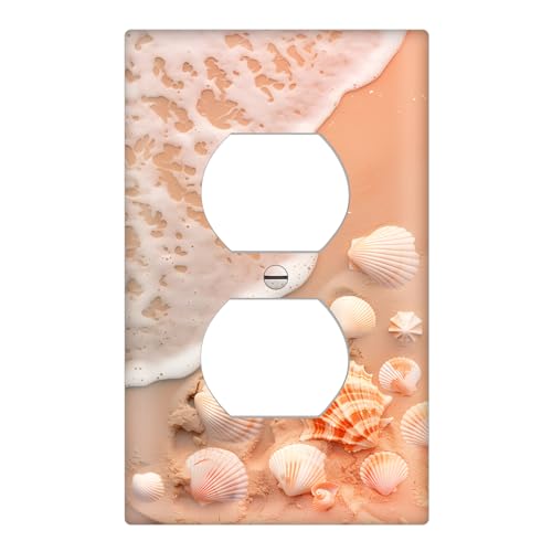 Shell Aquarell Steckdosenabdeckungen, dekorative Duplex-Wandplatten, Steckdosenabdeckungen, Standardgröße 11,4 x 7 cm, Schalterplatte, dekorative elektrische Steckdosenabdeckungen (Duplex-Steckdose) von BVBOX