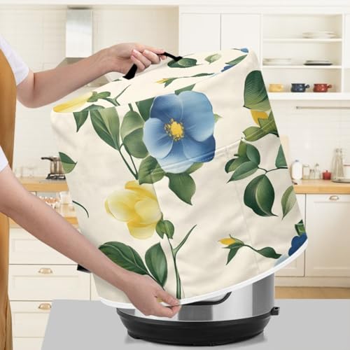 Staubschutz für Küchengeräte für 3–6–8 Quart Instant Pot, Schnellkochtopf, Luftfritteuse und Schmortopf, dekorativer Gerätestaubschutz mit Tragegriff oben und Aufbewahrungstaschen (Blumen-3, 6 Quart) von BVBOX