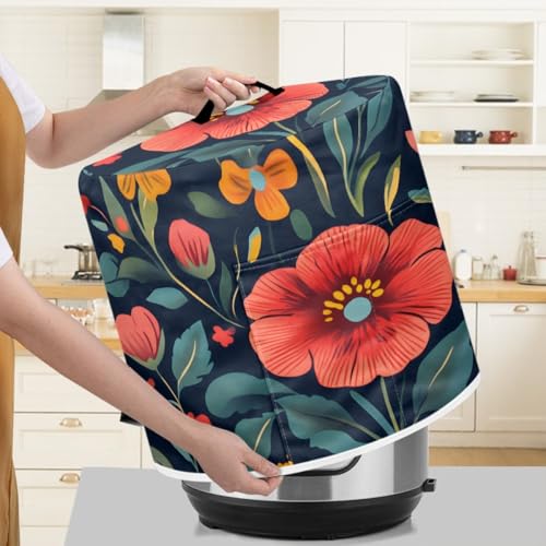 Staubschutz für Küchengeräte für 3–6–8 Quart Instant Pot, Schnellkochtopf, Luftfritteuse und Schmortopf, dekorativer Gerätestaubschutz mit Tragegriff oben und Aufbewahrungstaschen (Blumen-5, 8 Quart) von BVBOX