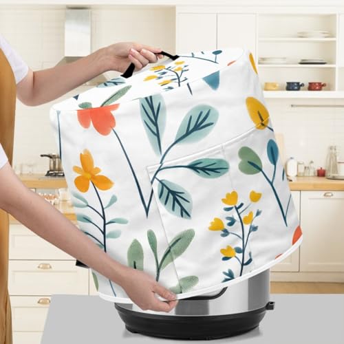 Staubschutz für Küchengeräte für 3–6–8 Quart Instant Pot, Schnellkochtopf, Luftfritteuse und Schmortopf, dekorativer Gerätestaubschutz mit Tragegriff oben und Aufbewahrungstaschen (Blumen-7, 6 Quart) von BVBOX