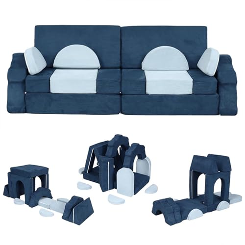 14-teiliges modulares Kinder-Spielsofa-Set, umwandelbares multifunktionales Schaumstoff-Kleinkindsofa for den BAU von Festungen und das Spielzimmer von BVCL