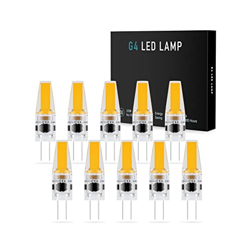 BVCL G4 LED Lampen, Warmweiß 3000K, 3W LED Licht, äquivalent zu 30W Halogen, 270LM, AC/DC 12-24V, dimmbare G4 LED-Lampe, 10 Pack (Color : Warm White) von BVCL