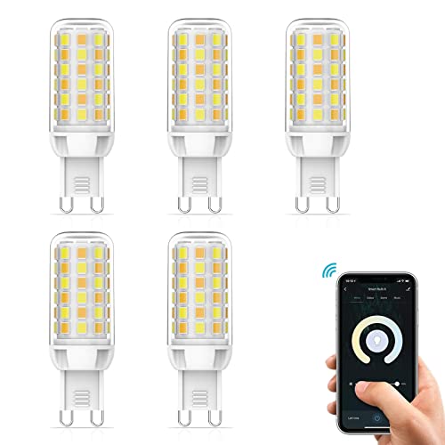 BVCL G9 LED Lampen, 3W Smart WiFi G9 Dimmbar Glühbirne 320LM Kein Flicker, Ersatz für 30W Halogenlampen, Dimmbar per App oder Sprache, 5er Pack von BVCL